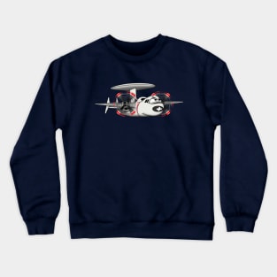 E-2 Hawkeye Early Warning AEW Military Aircraft Cartoon Illustration Crewneck Sweatshirt